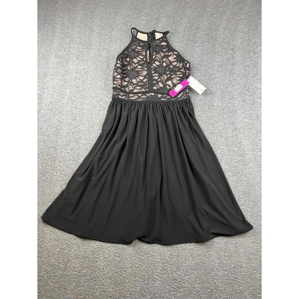Morgan & Co. Black and Nude Lace Midi Dress Size 7/8